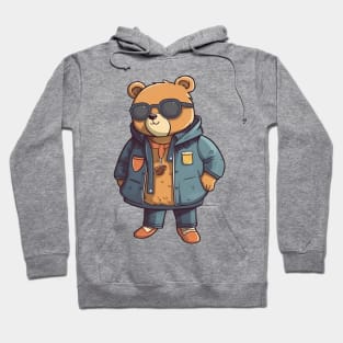 A cute teddy bear wearing street fashion Hoodie